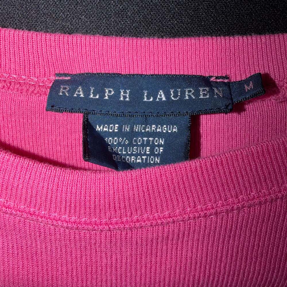 Polo Ralph Lauren Women's Pink Ribbed Short Sleeve Crew Neck - Picture 2 of 5